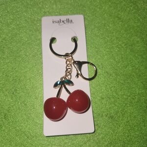 Isabella Cherries Keychain / Bag Charm with Gold-tone Accents